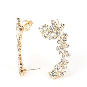 Astronomical Allure Gold Crawler Jewerly Paparazzi Gold Crystal Floral Fashion